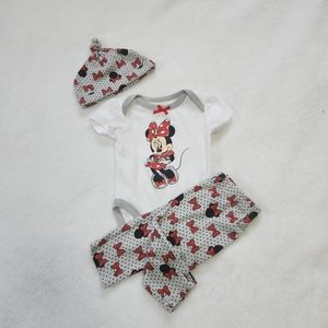 Disney Minnie Mouse Matching Outfit with Hat,  Girls Size 6-9 Months